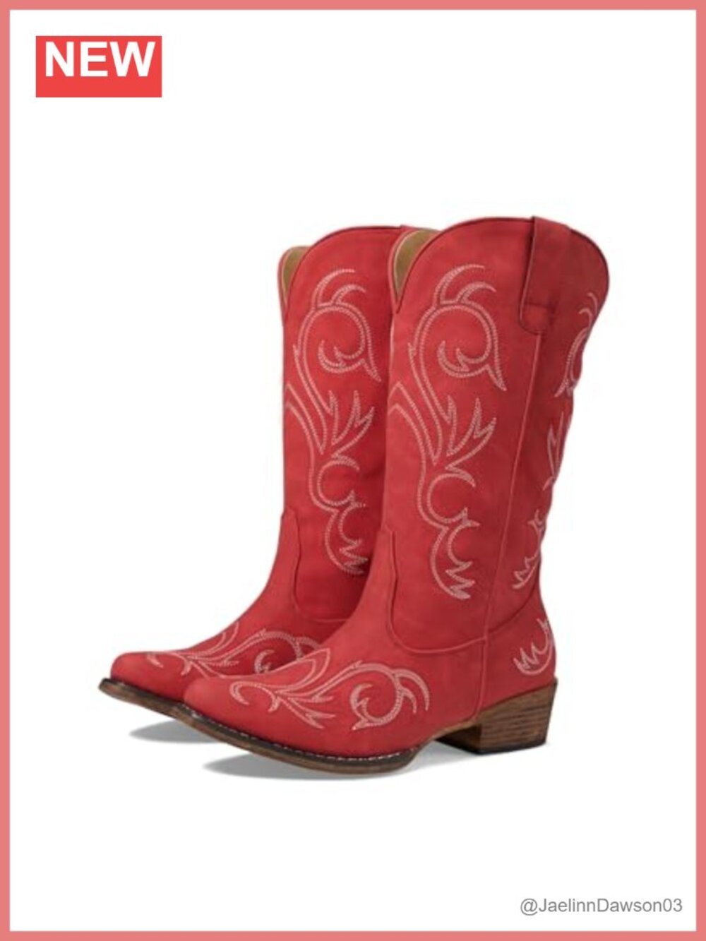 Roper Riley Women's Mid-Calf Western Boots Red Faux Leather